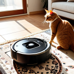 **

> A modern Turkish home interior. A robotic vacuum cleaner is diligently cleaning a patterned Turkish rug in the living room, showcasing its deep cleaning capabilities. A cat or dog is nearby, implying the robot's effectiveness with pet hair. Sunlight streams in, highlighting the clean floor. The scene is warm and inviting, emphasizing the convenience and cleanliness brought by the robot vacuum.

**